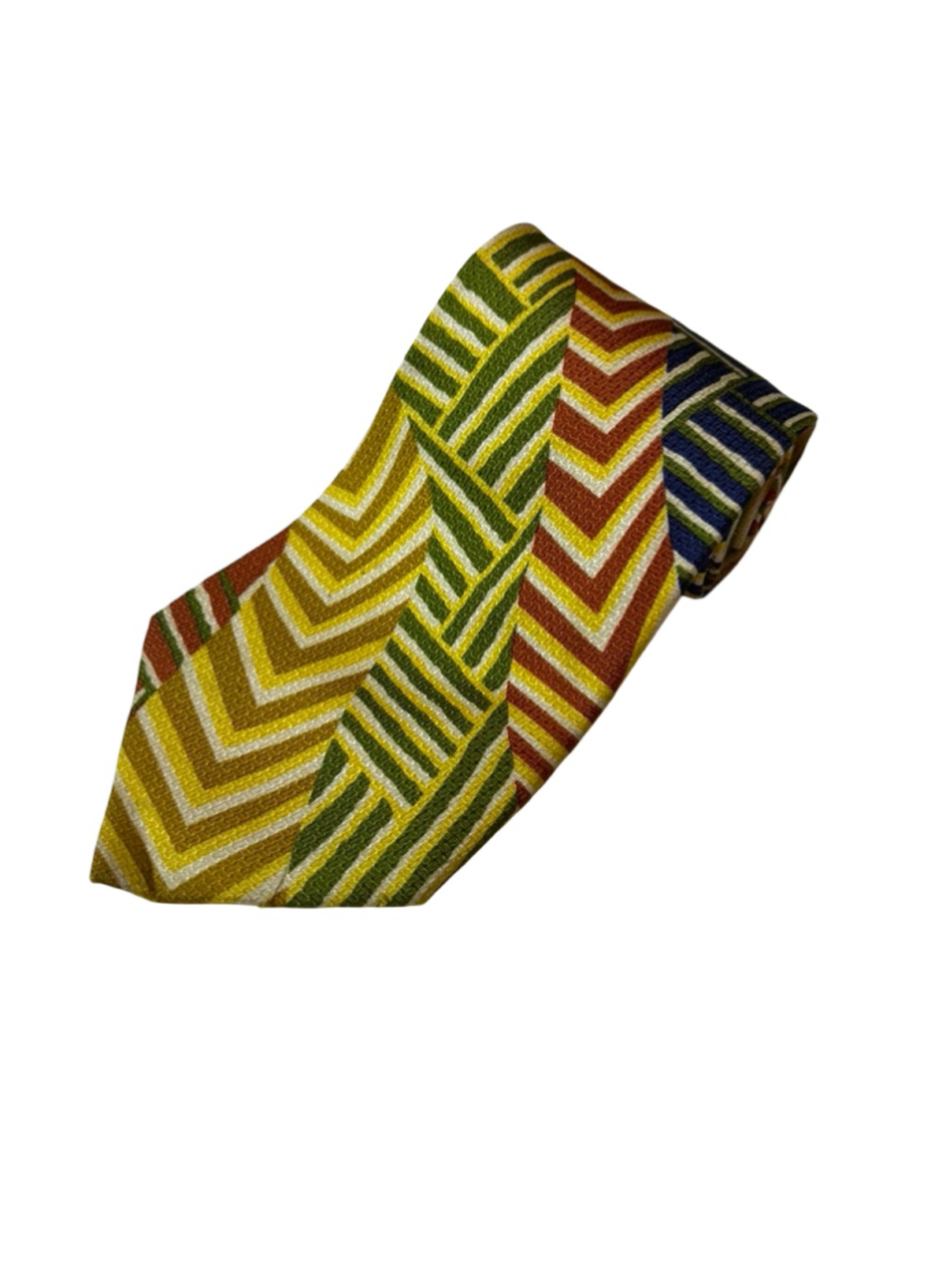 Missoni Cravatte Silk Geometric Chevron Tie Spain Yellow Green Blue Luxury